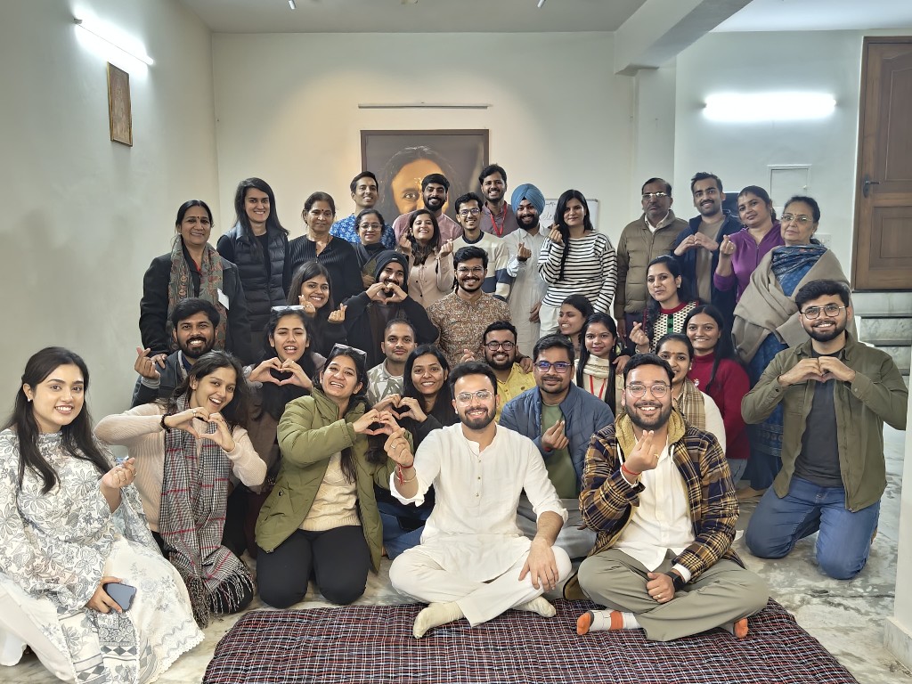 Prasad Karwa with participants after an Art of Living course